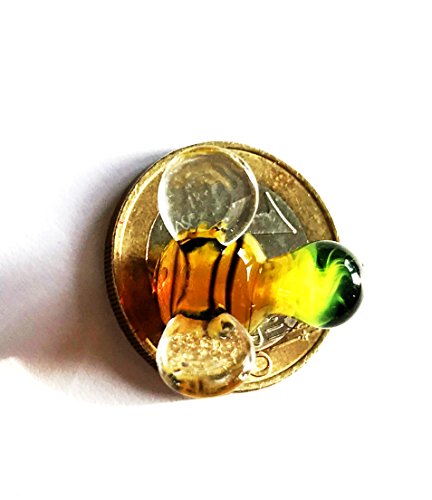 Biene – Miniatur Figur Honigbiene mit Flügel aus Glas – Glasfigur Glücksbringer Mini 8-k2 Glastier Deko Setzkasten Vitrine - 3