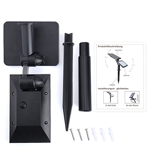 COOWOO 2x LED Solar Garten Beleuchtung IP65 Solarbetriebenes Outdoor Spotlight, Wasserdichte Spotbeleuchtung für Haus, Hinterhöfe, Garten, Rasen und Balkon - 9