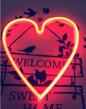URGrace 1Pcs Red LED Neon Light Heart Type USB/Battery Powered Heart Sign Shaped Decor Light for Home Wall Background Shop Wedding Christma