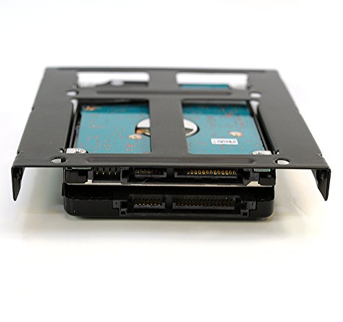 Rhombutech® Einbaurahmen für 2x 2,5 Zoll Festplatten oder SSD auf 3,5 Zoll – Metall – sehr stabil – optimiert für SSD – Halterung Schienen inkl. 12x Befestigungsschrauben - 5