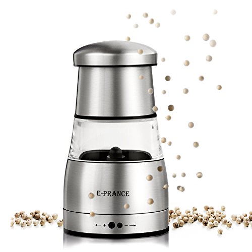 E-PRANCE Moledor de sal y pimienta, molinillo manual de sal y pimienta, diseño elegante con ajuste regulable de la finura, carcasa de acero inoxidable y gran capacidad