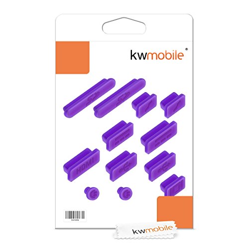 kwmobile 12in1 Set: 12er Staubschutz Set für Apple MacBook Pro 13″ 15″ Retina / Air 11″ 13″ (ab Mitte 2011) – Staubschutz Stecker Zubehör Dust Plug in Violett - 6