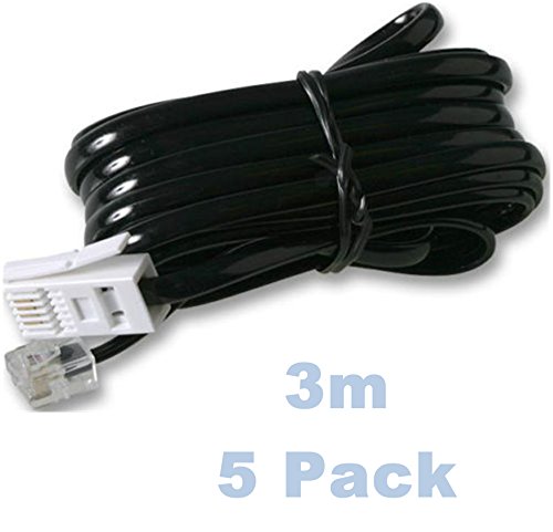 TDA - 3 M Cable de módem de fax y teléfono RJ11 A BT Enchufe Teléfono Socket - Negro