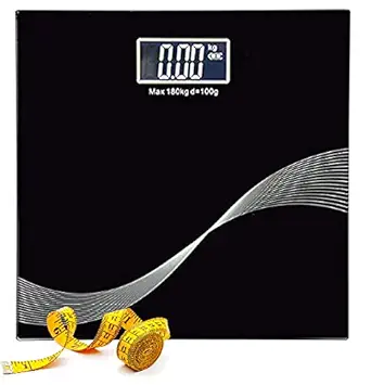 SKYTONE Weight Scale Heavy Thick Tempered Glass Lcd Display Weighing Machine Digital, Weight Machine For Human Body Digital Weighing Scale, Weight Scale With Measuring Tape (Hexagone Design)