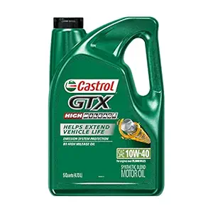 Castrol 03111 GTX High Mileage 10W-40 Synthetic Blend Motor Oil, 5 Quart