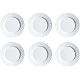 Luminarc Set of 6 Trianon Opal Glass Dinner Plates 24.5 cm | White, Opal glass, round format, gloss finish, 24.5 cm, 6 pieces