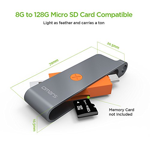 USB Type C OMARS® Micro SD/TF Kartenleser OMARS® USB 3.0 (3.1 Gen1) zu USB-C Adapter für Apple MacBook (2015, 12 Zoll), Google 2nd Chromebook Pixel (2015), Pixel C, Nexus 5X & 6P, HP Spectre x2, Lenovo ZUK Z1, LG G5, HTC 10, und andere Type C Geräte, Smartphones/Tablets mit OTG Funktion, PCs und Laptops - 2