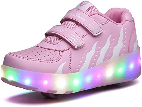 Adult Kids Boys Girls LED Light Sneakers Luminous Trainers Roller Skates Flying Shoes With One/Two Wheel Flashing Shoes For Womens Mens