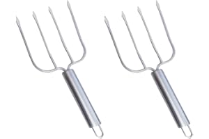 XYM Lot de 2 fourchettes à dinde en acier inoxydable à quatre aiguilles pour viande, pour transférer facilement le poulet ou le jambon, (XY-676)