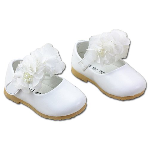 Cinda Baby Girls Flower Shoes White 12-18 Month