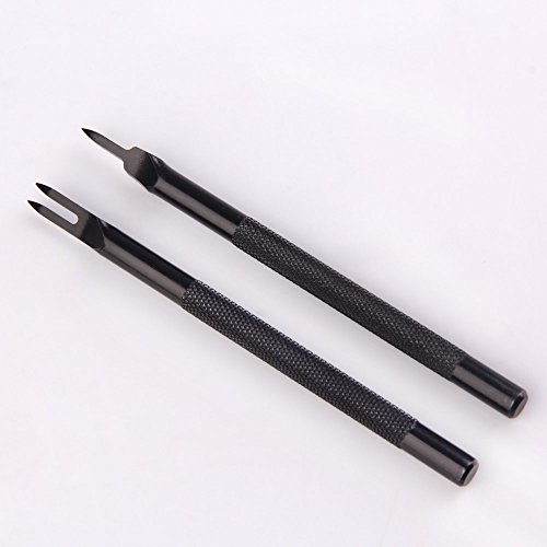 Yesfor 4 Stil Leder Handwerk Locher-Satz Werkzeuge „Gabel“ Rhombus Stanz Lederverarbetung Werkzeug 4mm- Zahnteilung (Schwarz) - 5