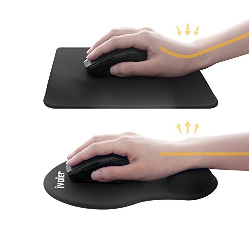 iVoler Mauspad mit Handauflage aus Gel Ergonomisches Office Komfort Mousepad Gelkissen Maus Pad zur Entlastung des Handgelenk, Rutschfeste Gummi Unterseite für Computer, PC und Laptop – Schwarz - 6