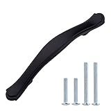 Centro del orificio: 7,62 cm Tirador tradicional, artesanal, para armario, 13 cm de longitud (centro del orificio de 7,62 cm), Negro liso, Paquete de 10
