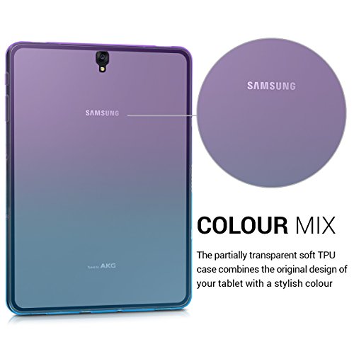 kwmobile Hülle für Samsung Galaxy Tab S3 9.7 T820 / T825 – Case Handy Schutzhülle TPU Silikon für Tablet – Backcover Cover klar Violett Blau Transparent - 3