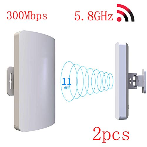 Preisvergleich Produktbild SHENGY 2Pcs 300Mbps Wireless Remote-Signalübertragungszugangspunkt, 5,8 GHz Anti-Interferenz-Brücke, eingebaute 11dbi-Signalverstärkungs-Richtantenne für Überwachungsgeräte