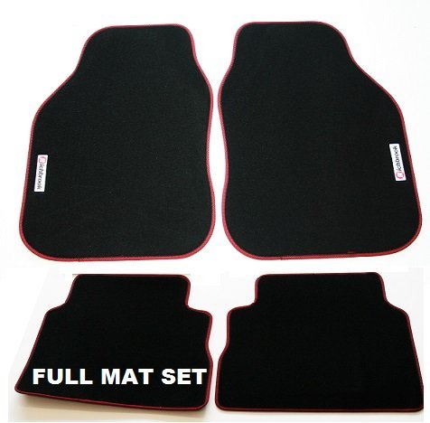 Renault Kangoo-Car (1999-2003) Richbrook Branded Executive Perfect Fit Black Carpet Car Mats with Red & Black Ribb Binding Trim