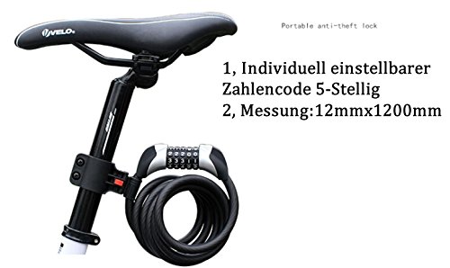 Sunjas Neu Fahrradschloss Zahlenschloss 120cm Motorradschloss Panzerschloss - 7