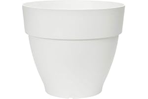 Elho Vibia Campana Rond 35 - Pot De Fleurs pour Extérieur - Plastique 100% recyclé - Ø 34.5 x H 29.7 cm - Blanc/Blanc