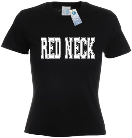 REDNECK LADYFIT T SHIRT ( SMALL - BLACK ) New Ladies womens Girl Tight Fit tshirt - Cool Action slang southern country Hip Street Vintage Retro Rude Sleep Fashion Eat Unisex Slogan Funny Keep Dope Cal