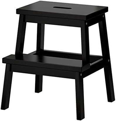 Wooden Square Stool Children's 2 Step Stools Changing Shoes Bench Household Step Ladder (Color : Black)