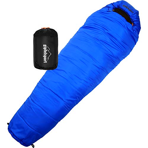 gipfelsport Mumienschlafsack - Outdoor Schlafsack für Erwachsene und Kinder | Mini Sleeping Bag für Winter, blau