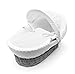 White Dimple Grey Wicker Padded Moses Basket & Deluxe Grey Rocking Stand