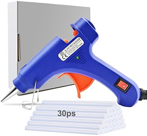 Hot Glue Gun, AideMeng 20 Watt Mini Hot Melt Glue Gun with 30pcs Glue Sticks High Temperature Melting Glue Gun Kit Flexible Trigger for DIY Small Craft Projects&amp;Sealing and Quick Repairs(Blue)