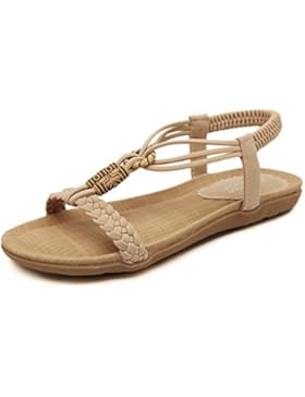 Lemontree Damen Sommer Bohemia PU Leder Flach Sandalen 273