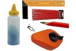 ‎WZ-GATZE WZ-Gatze Schlagschnur mit Pulver, Anschlagwinkel und Zimmermansbleistifte Trockenbauset