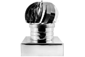 SGM CLIMA SRLS AIR EVOLUTION Gorra giratoria con base cuadrada de acero inoxidable para chimeneas (DN 80 sección 600 x 600)