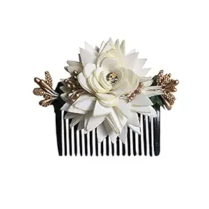 GadinFashion? Bridal Fancy Hair Accessories Floral Clip Side Comb Juda Pin for Women and Girls Pack-01,Color-White