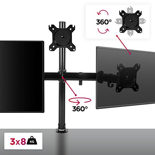 Duronic DM253 Monitor-Tischhalterung für drei LCD/LED Computer Bildschirme / Fernsehgeräte mit Neig und Rotierfunktion - 6