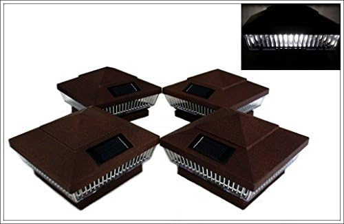 8-Pack Solar TEXTURED COPPER Finish Post Deck Fence Cap Lights for 4 X 4 PVC/Vinyl Post With White LEDs and Vertical-lined Clear Lens -GREEN NATURAL SOLAR by Atlantic Solars