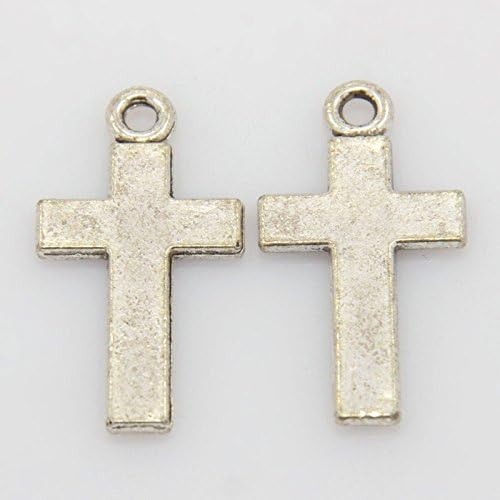 8 x Tibetan Style Antique Silver Cross Charm Pendants 24mm - LB1503
