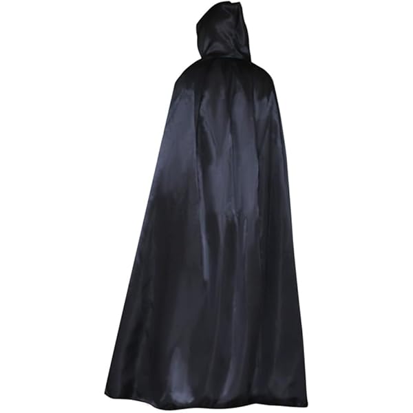 Mantello Con Cappuccio, Mantello Nero In Velluto Halloween Lungo
