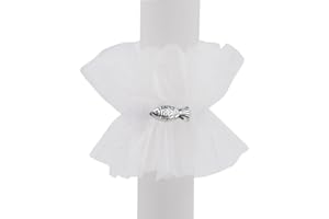 ZauberDeko Kerzenrock Kommunion Kerze Organza Fisch Kerzenring Kommunionkerze Weiß