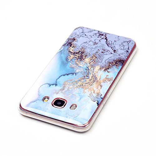Samsung Galaxy J7 2016 J710 Hülle,JIEJIEWYD Weiche TPU Silikon Gel Transparent Weichem Ultraleicht Marmor Serie Handytasche Etui Cover für Samsung Galaxy J7 2016 J710 – Blau - 3