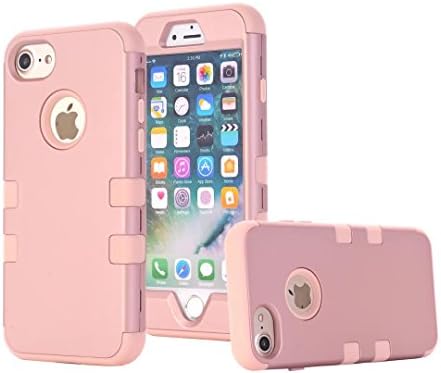 GFY Full Cover Case for iPhone 7Plus TPU-Silicone-TPU 3-IN-1 Design. 4-POINT REAR GUARD. Unique Hybrid Soft &amp; Hard Shockproof Protection Cover (Rosd Gold)