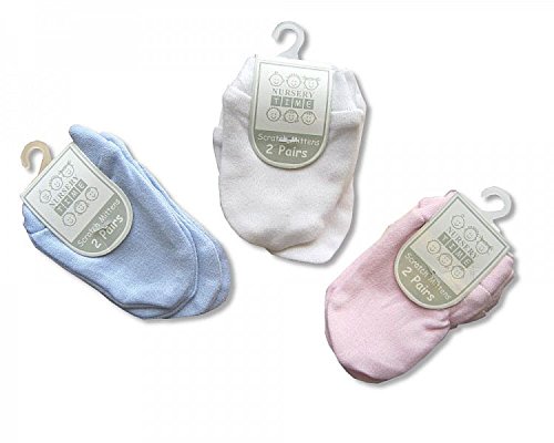 Preisvergleich Produktbild Nursery Timer Kratzhandschuhe für Neugeborene, Blau, 100 % Baumwolle, 2er-Set