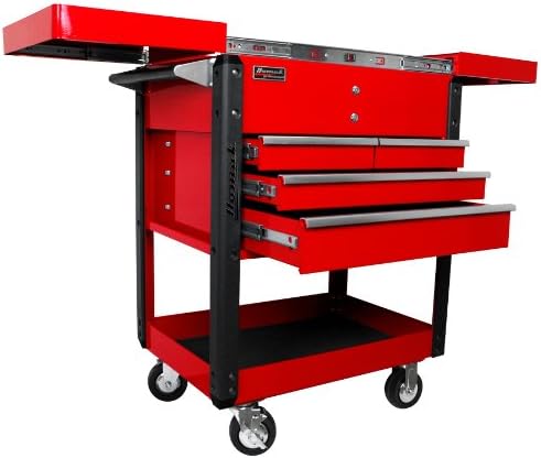 H2Pro Rd06043500 35-Inch 4 Drawer Slide Top Cart, Red