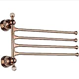 Handtuchhalter Handtuchstange Handtuchständer Luxus Kristall Diamant Rotierende Aktivität Rose Gold 4 Schüsse Continental CONGMING (Farbe : Gold)