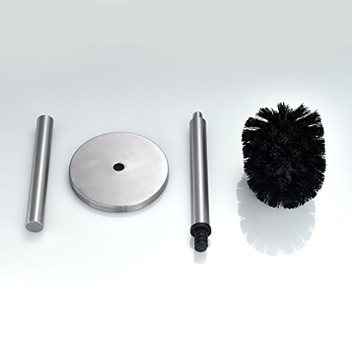 Auralum Edelstahl WC-Bürstenhalter Klobürstenhalter Garnitur mit Klobürste/ WC Bürste/ Toilettenbürste + Standfuß - 6