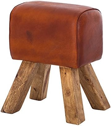 Electra design Leather Turn Buck Stool, Rustic Red Color
