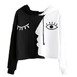 Novedad Casual Masculina y Femenina Cara de Mosaico Bicolor Manga Larga...