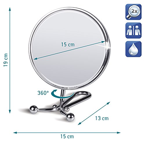 Tatkraft Felicia Kosmetik Tischspiegel Schminkspiegel 2X Vergrösserung Verchromter Rahmen Ø 15cm