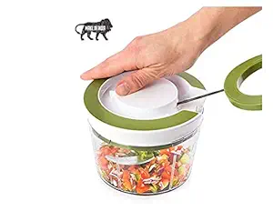 RABJET New Handy Pull Chopper, Vegetable Cutter and Food Grinr, 3 Steel Bla with Pull Cord Rope