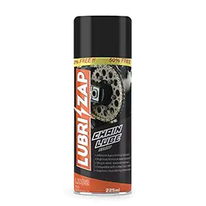 LUBRIZAP Chain Lube Spray for All Bikes, Wear Resistant Lubricant Clean Chain Spray for Improve Chain Life & Perfomance - Motorbike Accessories - (225 ml) - Pack of 1 (Chain Lube Spary)