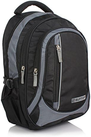 Backpacks for Man - Suntop Neo 9 26 L Medium Laptop Backpack (Black & Grey Checks) | Water Resistant Fabric | Reflector Front