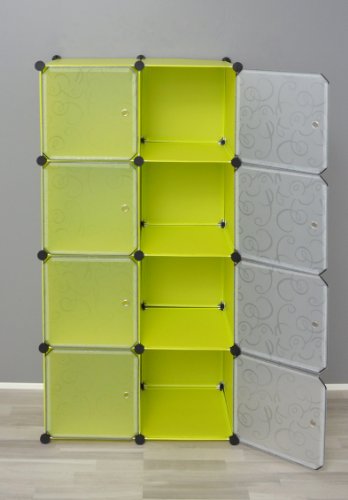 ts-ideen Regal Schrank Flur Diele Badregal Kleiderschrank Wandregal in Gelbgrün Steckregal Stecksystem Steckschrank plug-in - 5