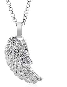 MESE London Silberner Flügel Anhänger Engel Halskette - Elegante Geschenkverpackung